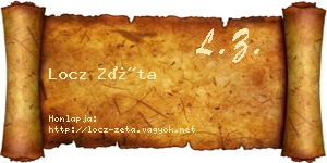 Locz Zéta névjegykártya